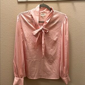 BiBi Women's Blush Satin Blouse with Bow